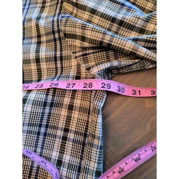 LL Bean Button Down Work Shirt Men's XXL Plaid Blue Green Long Sleeve Minor Flaw - Picture 10 of 12